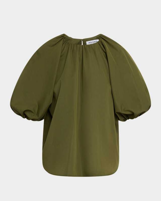 Puff-Sleeve Gathered Shirt